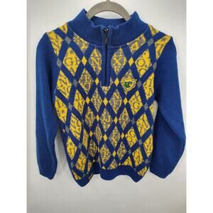 kangaroo 1/4 zip kid's mock neck blue and gold sweater size 30